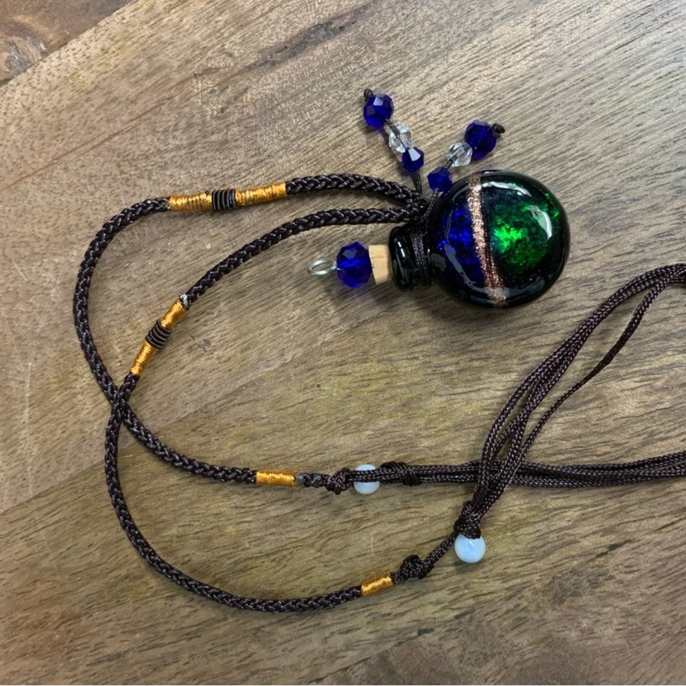 Handcrafted Glass Pendant Necklace for Essentials Oils